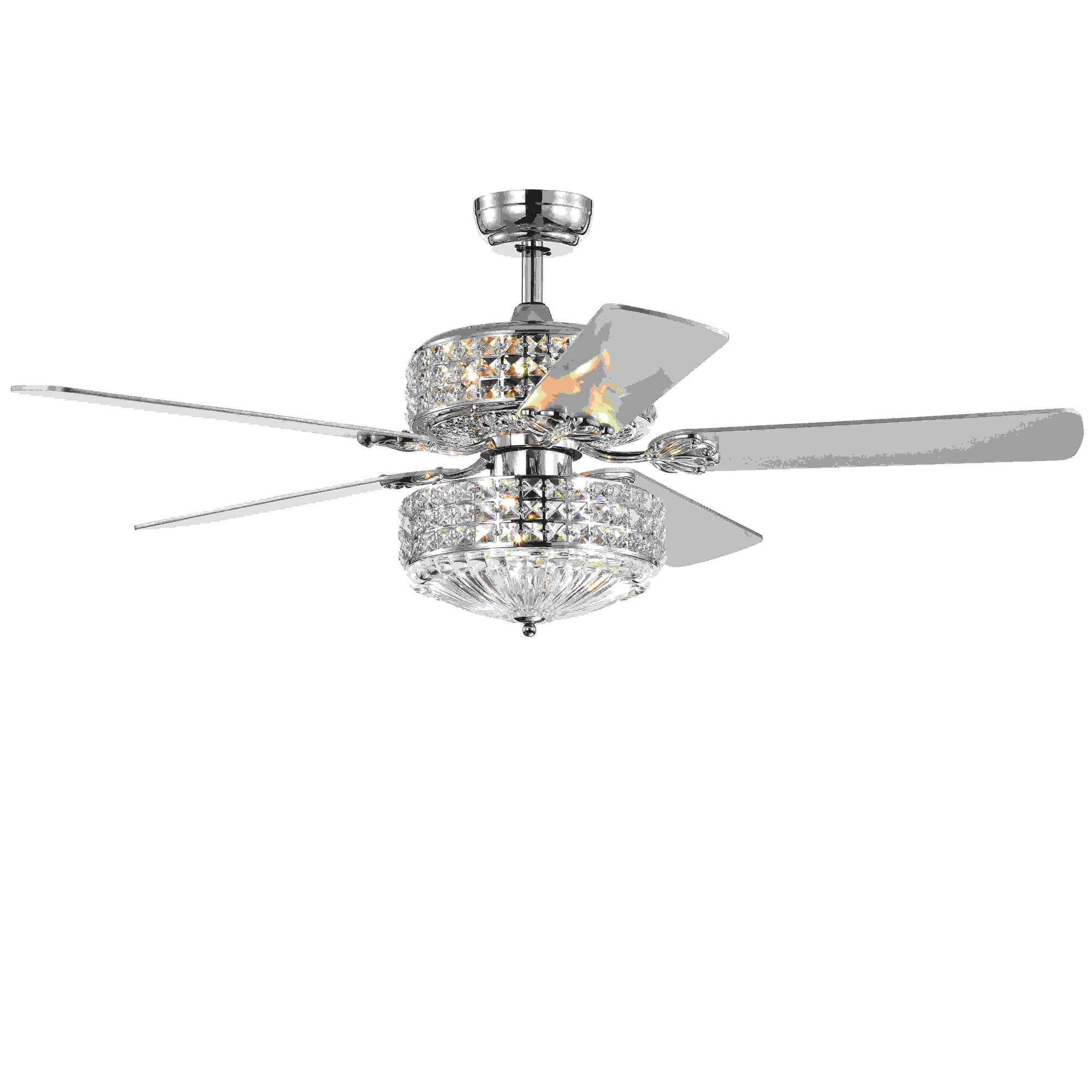 Germane Chrome Dual Lamp 52-inch Ceiling Fan with Crystal Shades