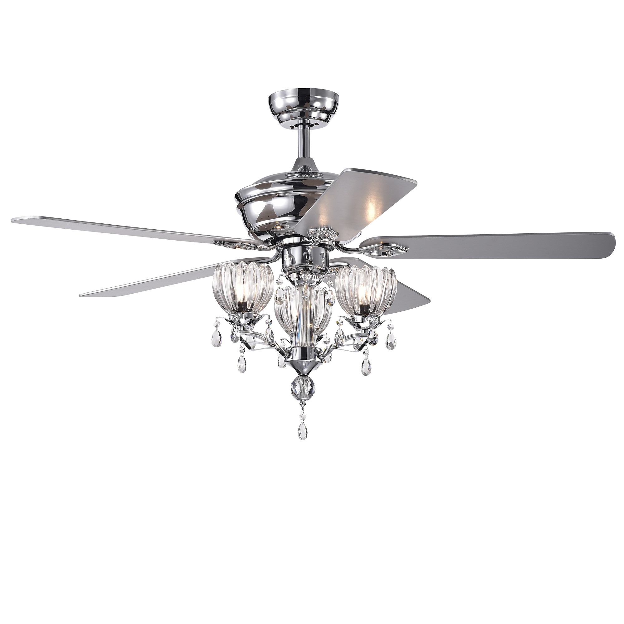 Silver Orchid Laurel 52-inch Chrome Lighted Ceiling Fan with Reversible Blades