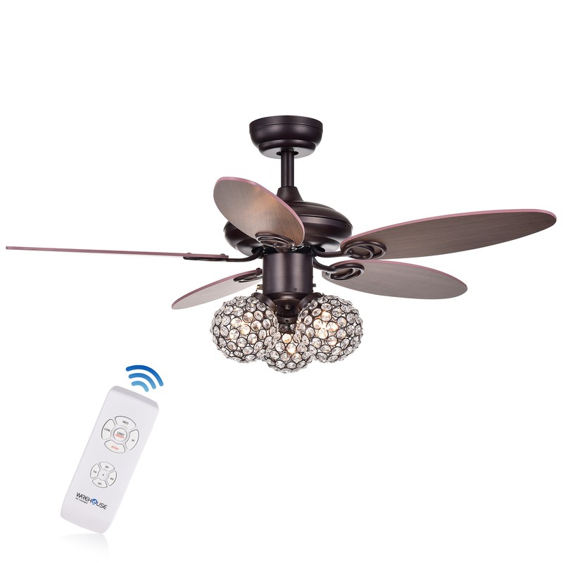 Silver Orchid Lang Chrome 5-blade 3-light Crystal 42-inch Ceiling Fan with Reversible Blades