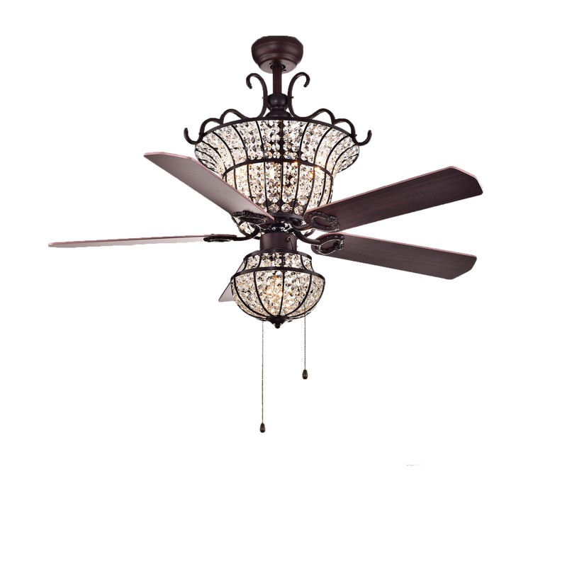 Charla 4-light Crystal 5-blade 52-inch Chandelier Ceiling Fan (Optional Remote & 2 Color Option Blades)