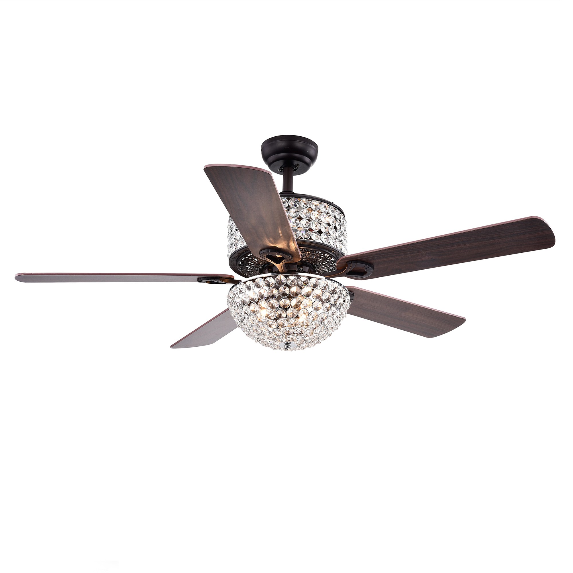 Laure Crystal 6-light Crystal 5-blade 52-inch Ceiling Fan (Optional Remote & 2 Color Option Blades)