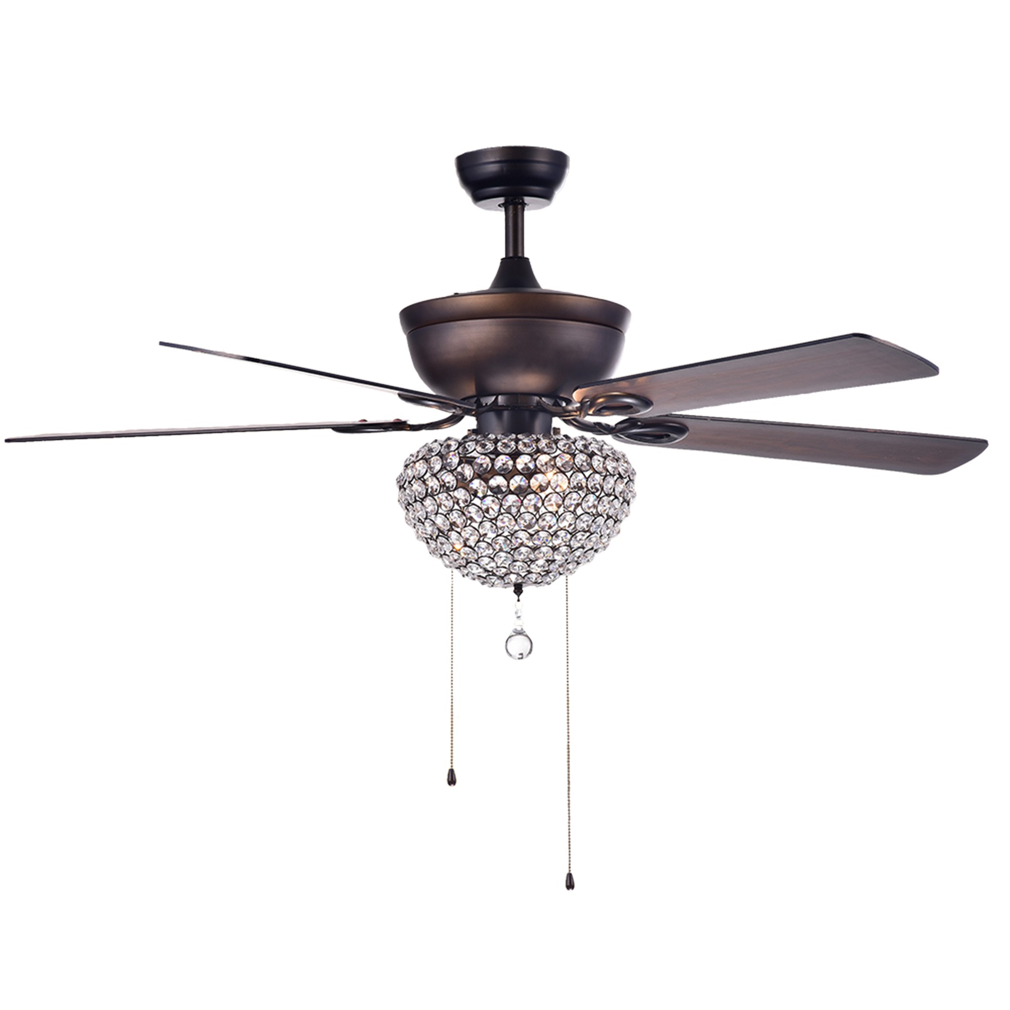 Swarna Antique Bronze 3-light Metal/ Crystal 5-blade 52-inch Ceiling Fan (Remote Optional & 2 Color Option Blades)