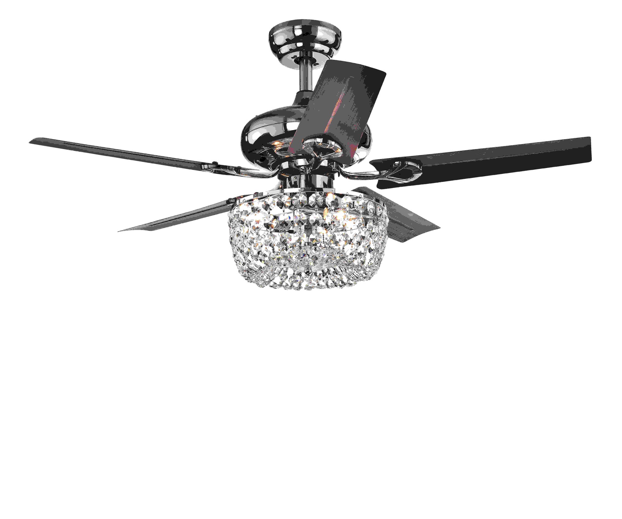 Angel 3-light Crystal Chandelier 5-blade 43-inch Brown Ceiling Fan (Optional Remote)