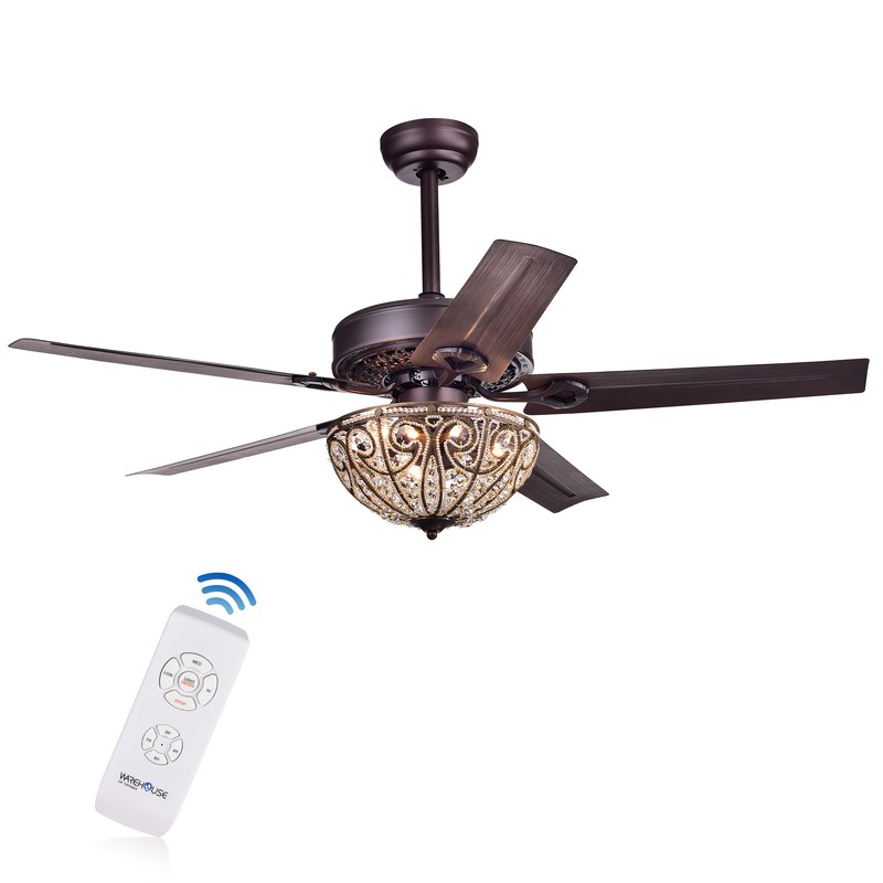 Catalina Bronze 5-blade 48-inch Crystal Ceiling Fan (Optional Remote)