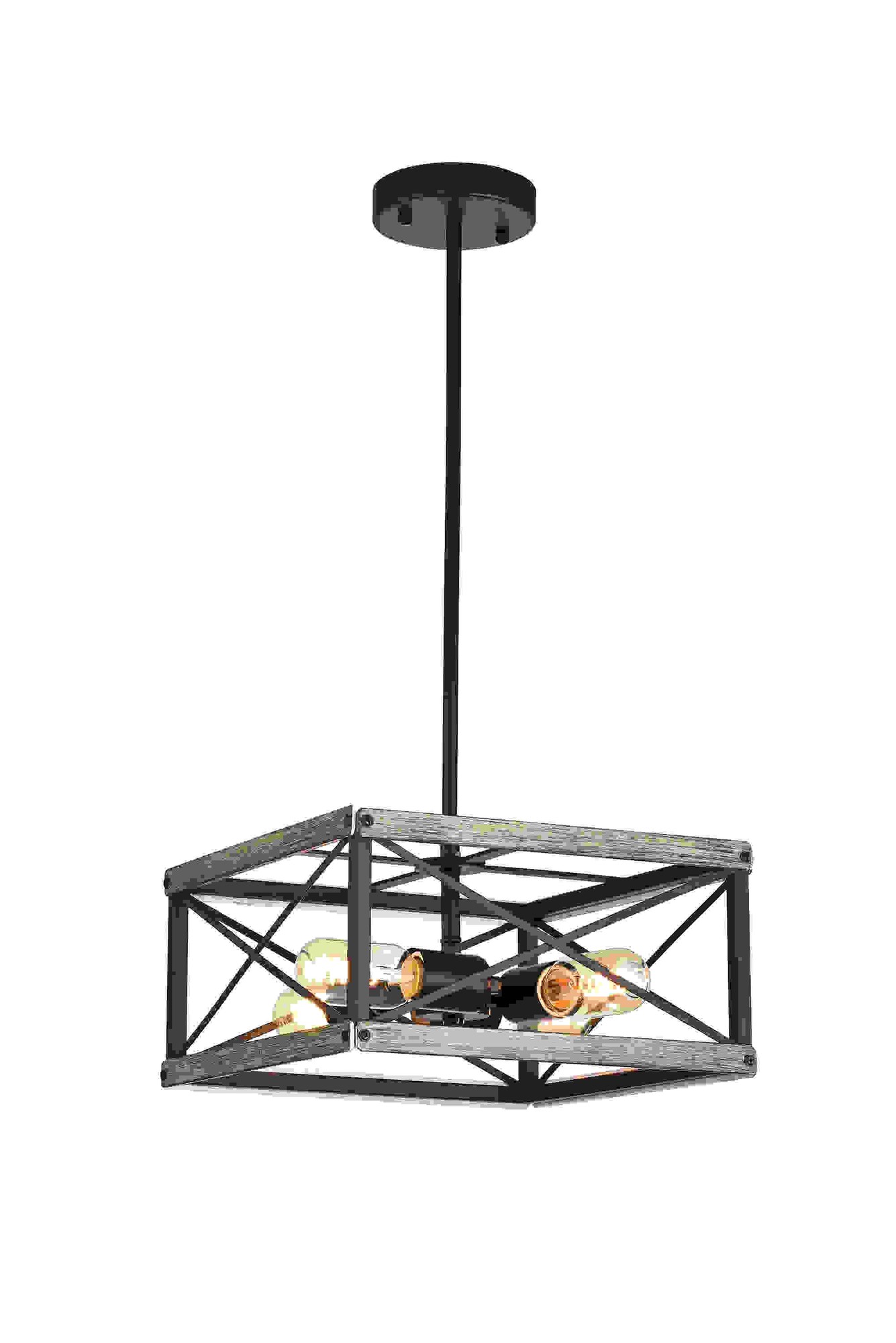 Henry Matte Black 4-Light Open Metal Geometric Cage Chandelier