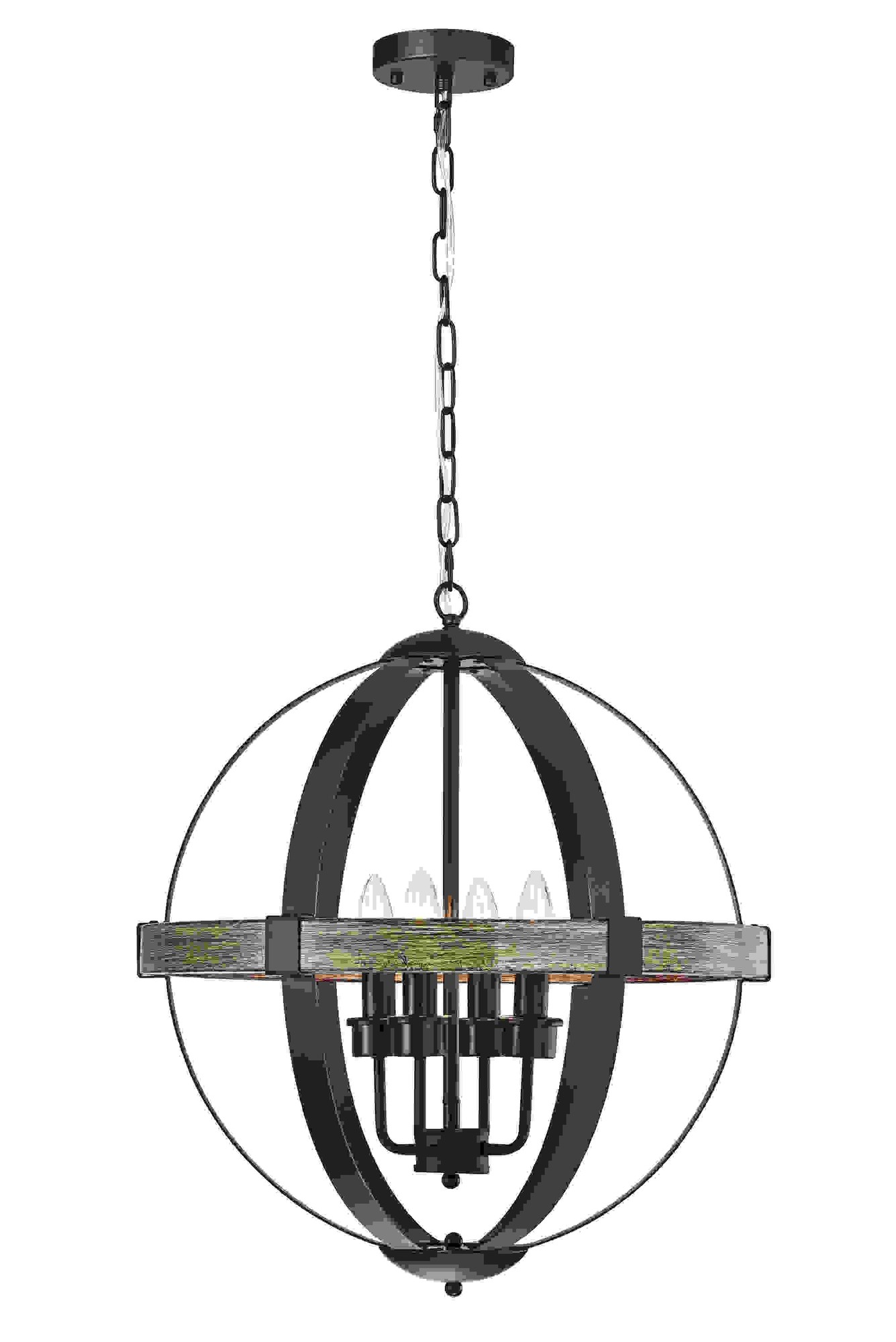 Shawn Matte Black 4-Light Metal Orb Cage Chandelier