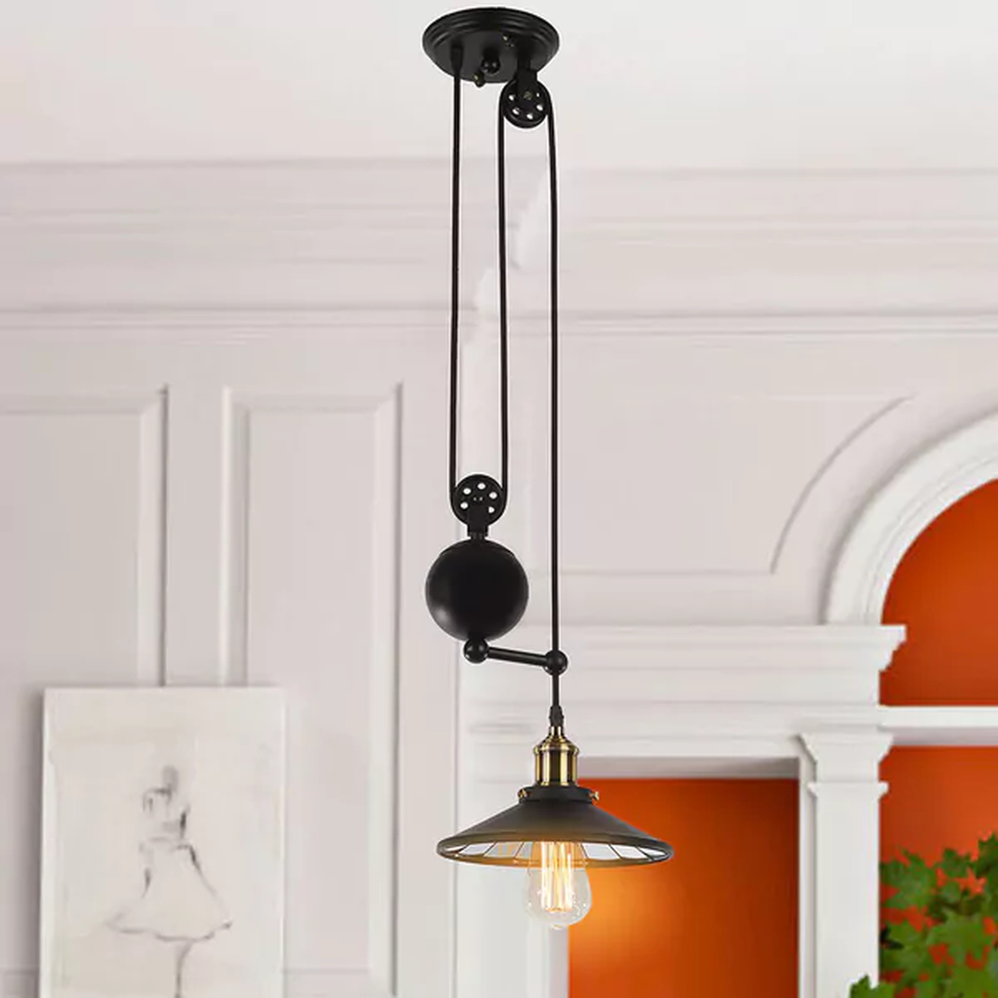 Tehno 1-Light Black Pendant Edison Bulb Included