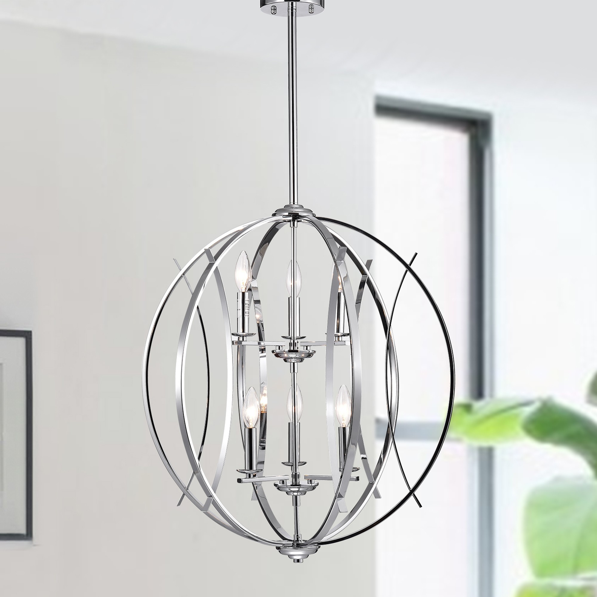 Carshon Chrome 6-Light Two-Tier Globe Pendant