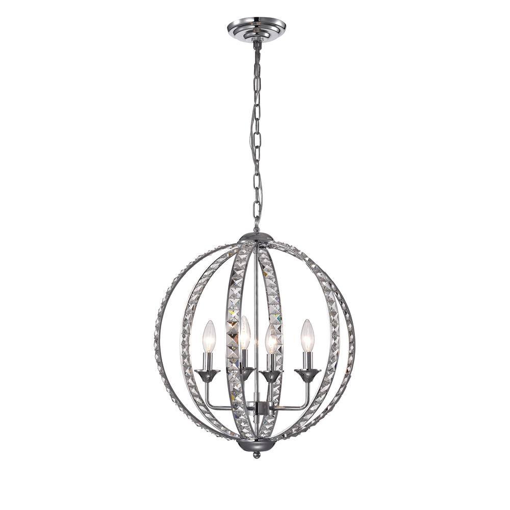 Amadeus 19-inch 4-Light Chrome Pendant Lamp
