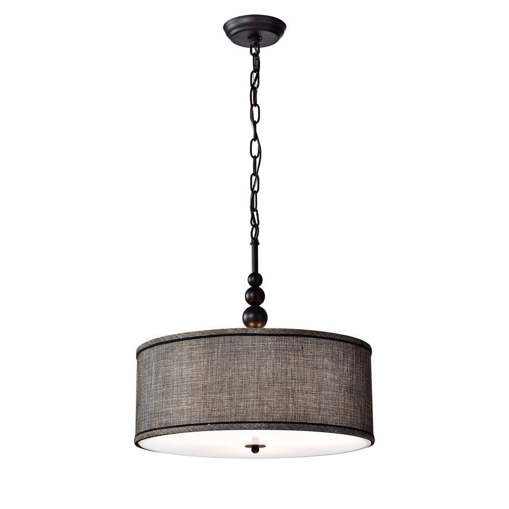 Penelope Woven Black 18-inch Drum Pendant Lamp