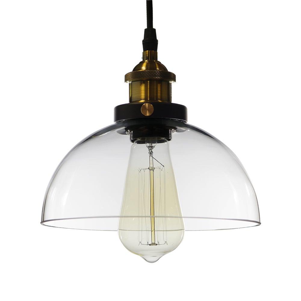 Kolvr Bronze Glass 1-light Dome Pendant Edison Light