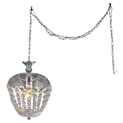 Miriam 1-light Crystal 8-inch Chrome Swag Lamp