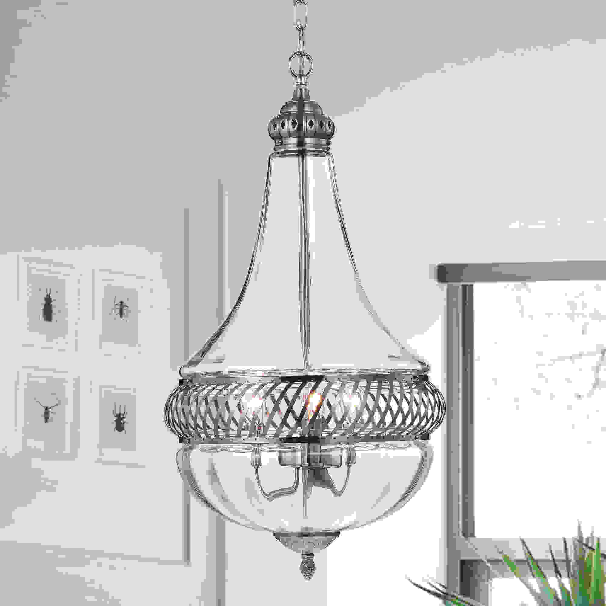 Permin Empire 13-inch Clear Glass and Metal Pendant Light