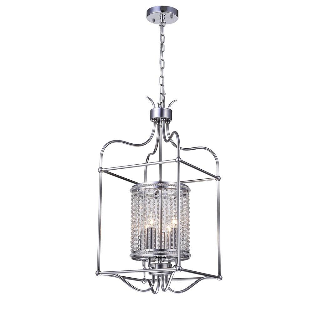 Warehouse of Tiffany Cariana Brushed Silver Metal and Clear Crystal 60-watt 4-light 13-inch Rectangular Pendant Light