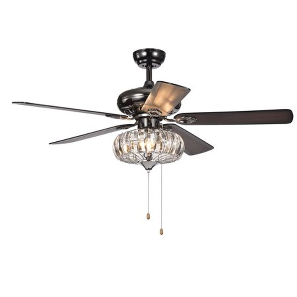 Chrysaor II 1-Light Crystal 5-blade 52-inch Pear Black Ceiling Fan