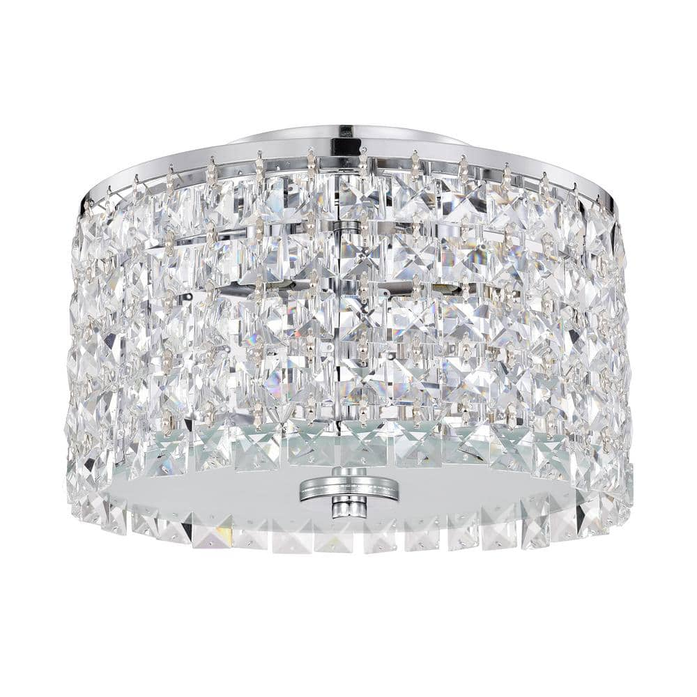 Darcie Chrome 3-Light Crystal Drum Shade Flush Mount