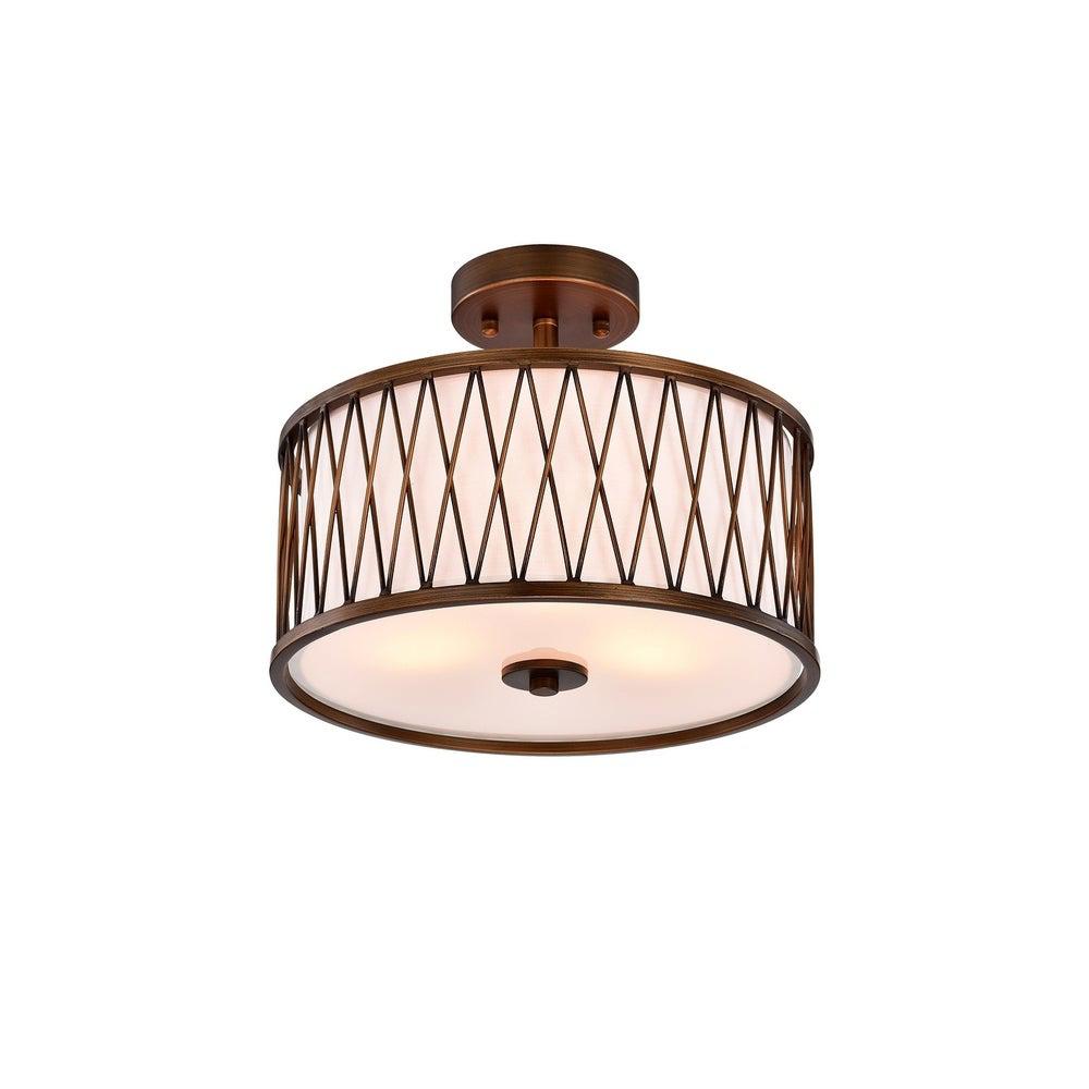 Laora Satin Bronze Three Light Semi-Flush Mount Chandelier