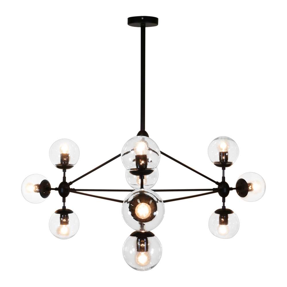 Enthen 10-Light Orb Black Chandelier Includes Light Bulbs