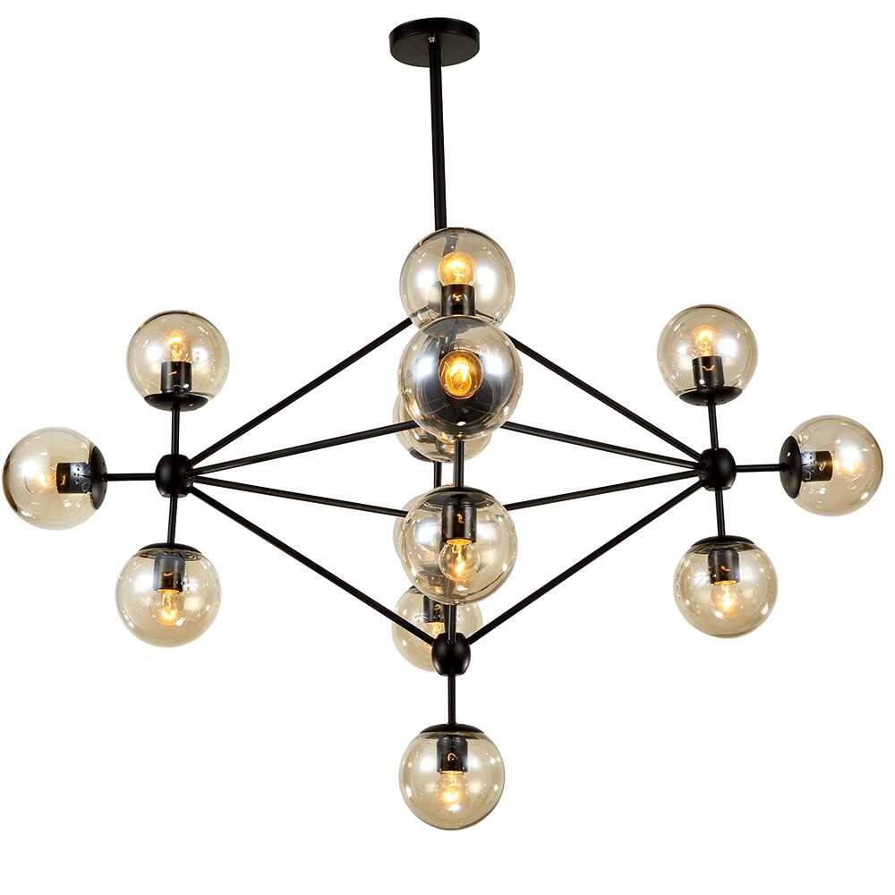 Warehouse of Tiffany Enthen 15-light Orb Black Metal Chandelier Includes Edison Bulbs