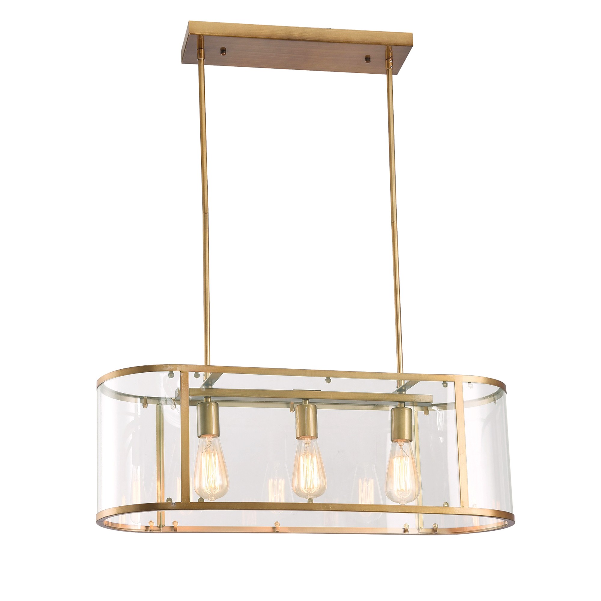 Nefer Brushed Brass 3-light Chandelier