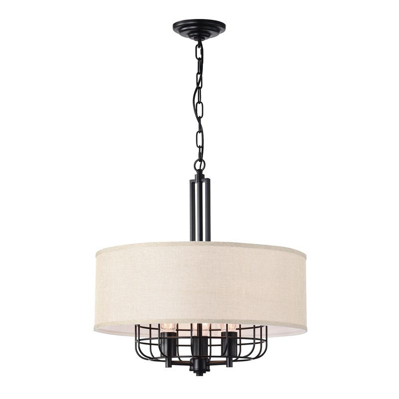 Ashir Matte Black/Off-White 3-light Chandelier