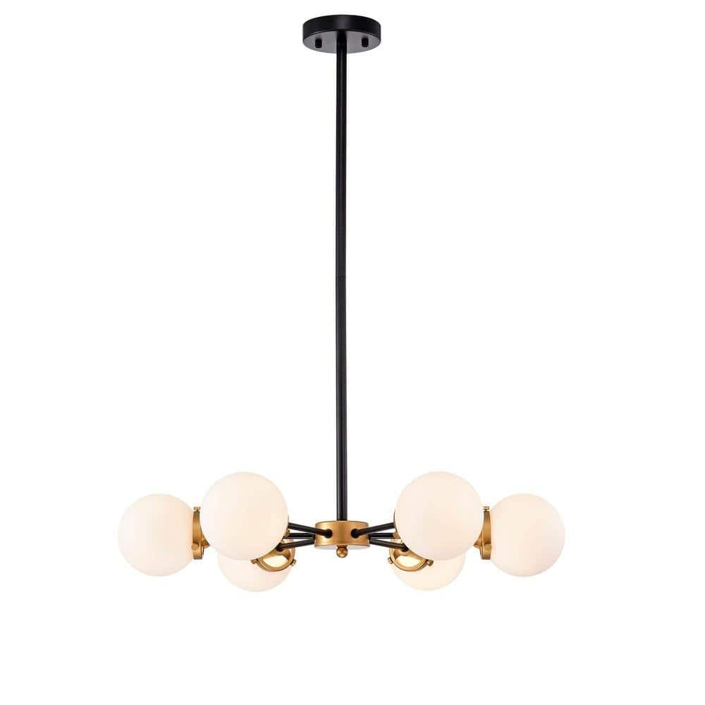 Chevalier 26 Inch Matte Black and Gold with 6 Light Chandelier