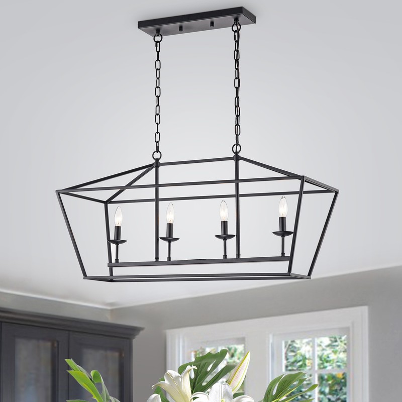 The Gray Barn Katydid 36-inch Matte Black 4-light Chandelier