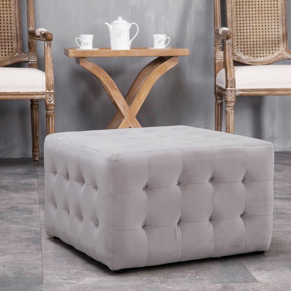 Warehouse of Tiffany Margazi Grey 23-inch Square Tufted Padded Ottoman