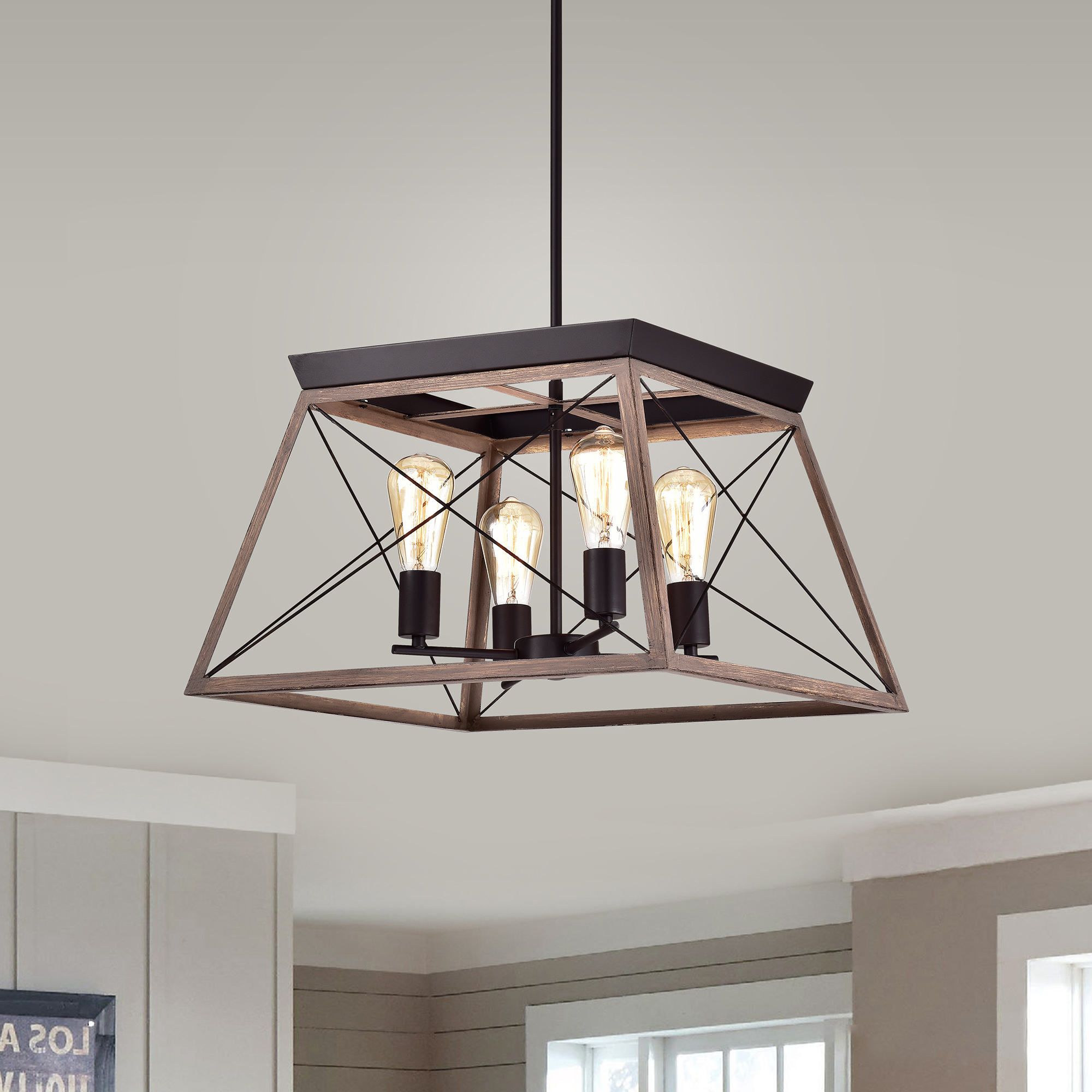 Emmett Oil Rubbed Bronze 4-Light Open-Cage Metal Chandelier