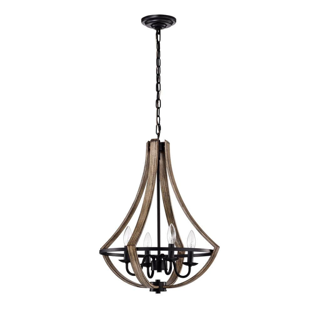 Perkins Matte Black 4-Light Open Cage Chandelier