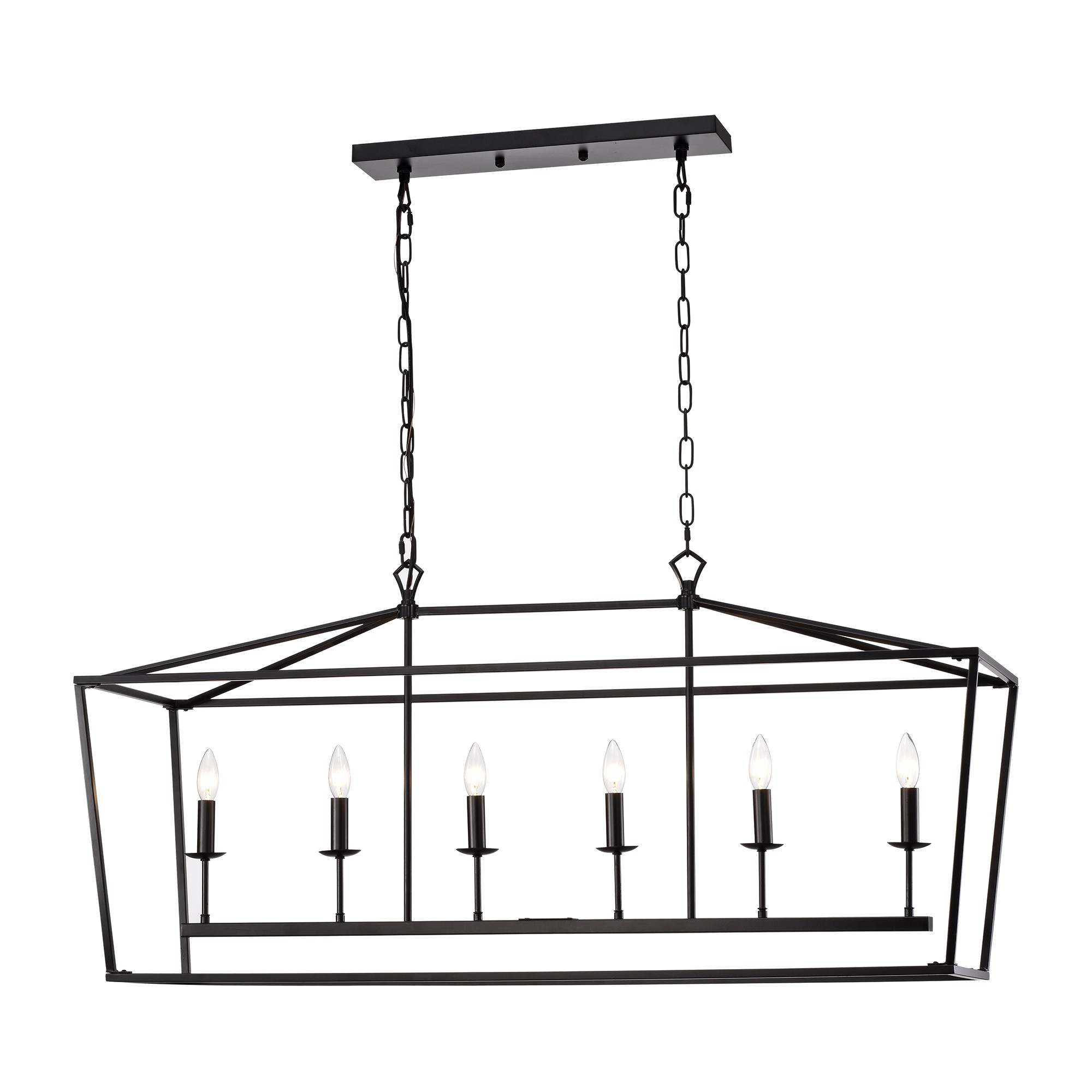 Jayce Matte Black 6-Light Metal Linear Chandelier