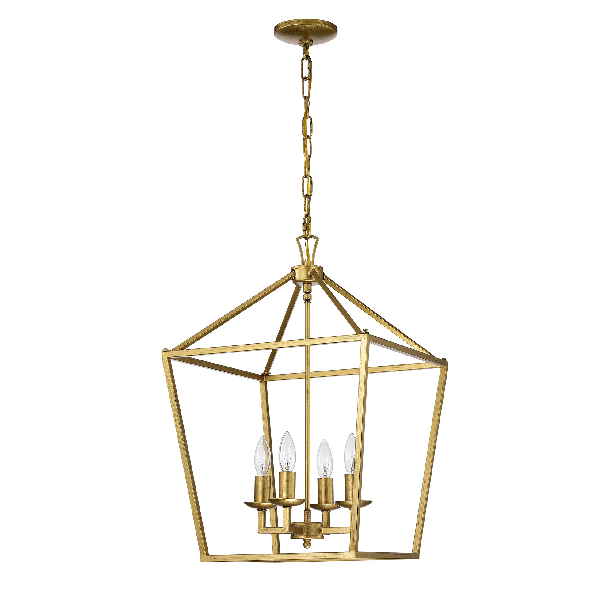 Valentin Gold 4-Light Metal Lantern Chandelier