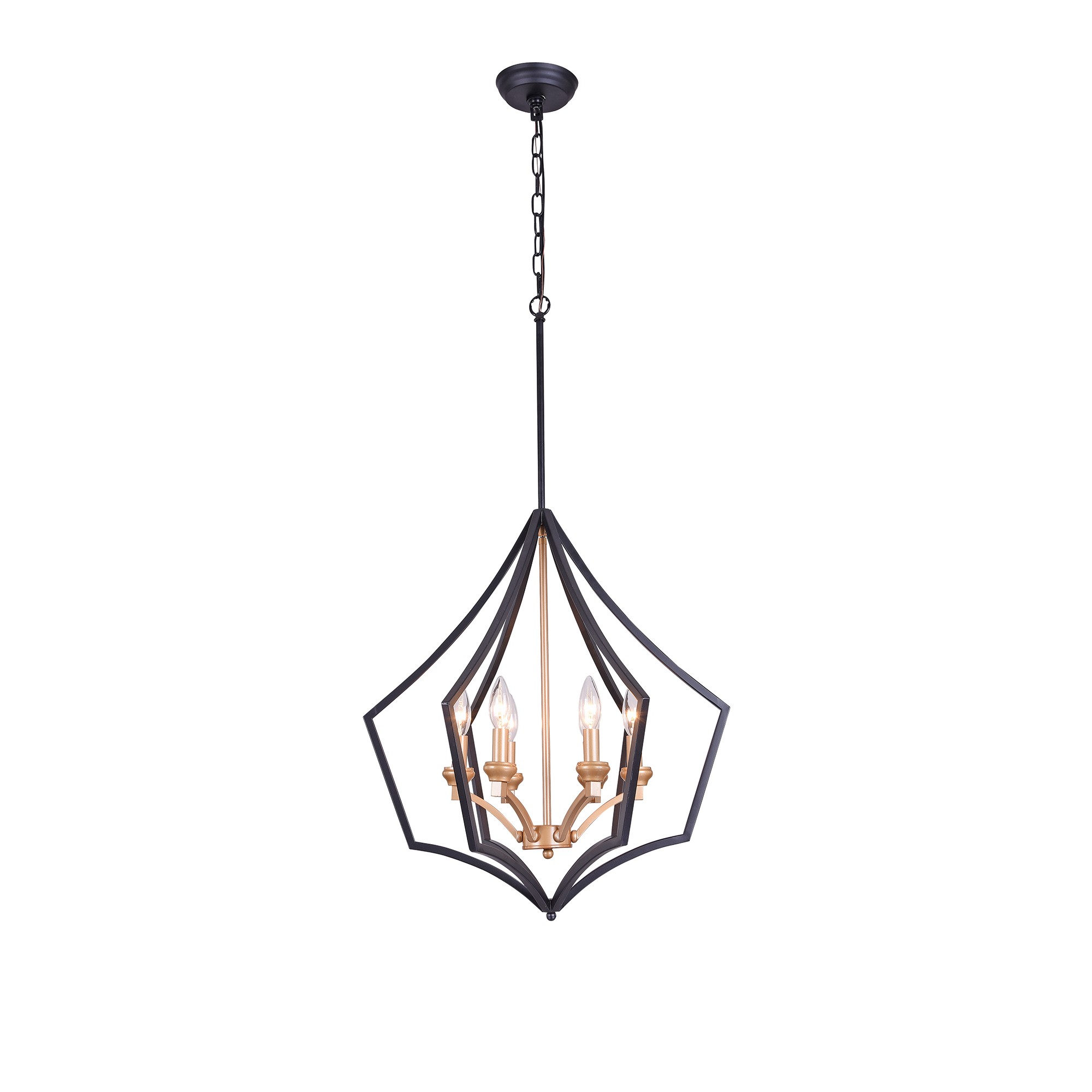 Freine Matte Black+Gold/Bronze 6-Light Abstract Chandelier