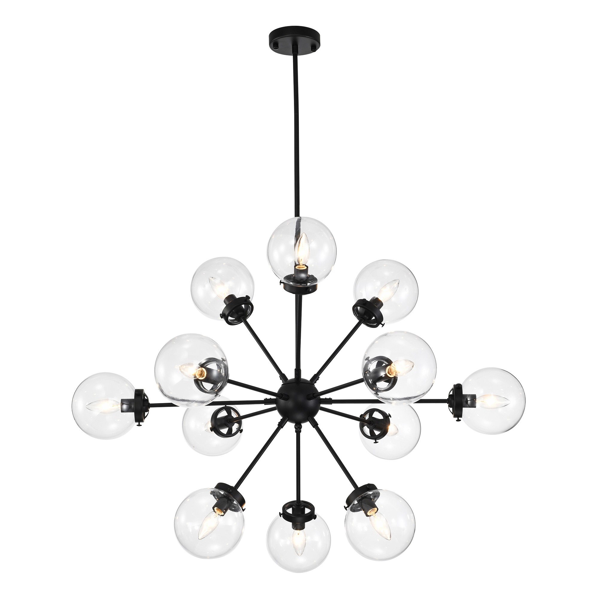 Masakee 12-light Sputnik Metal Chandelier with Clear Glass Globe Shades