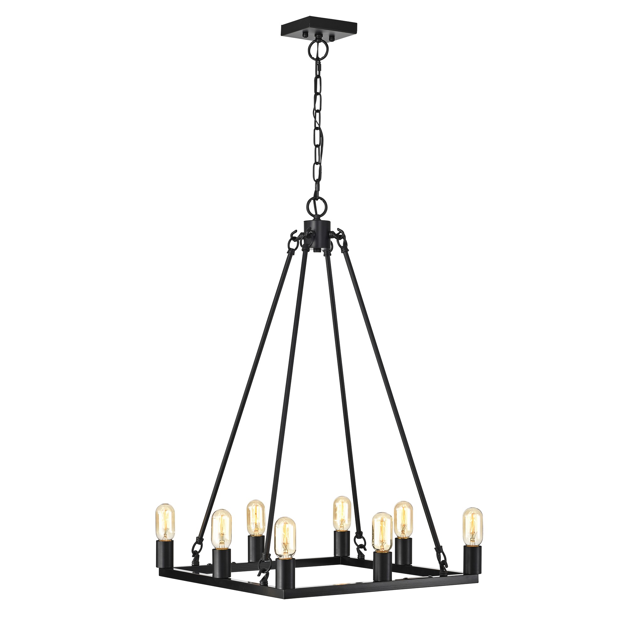 Vince Matte Black 8-Light Square Chandelier