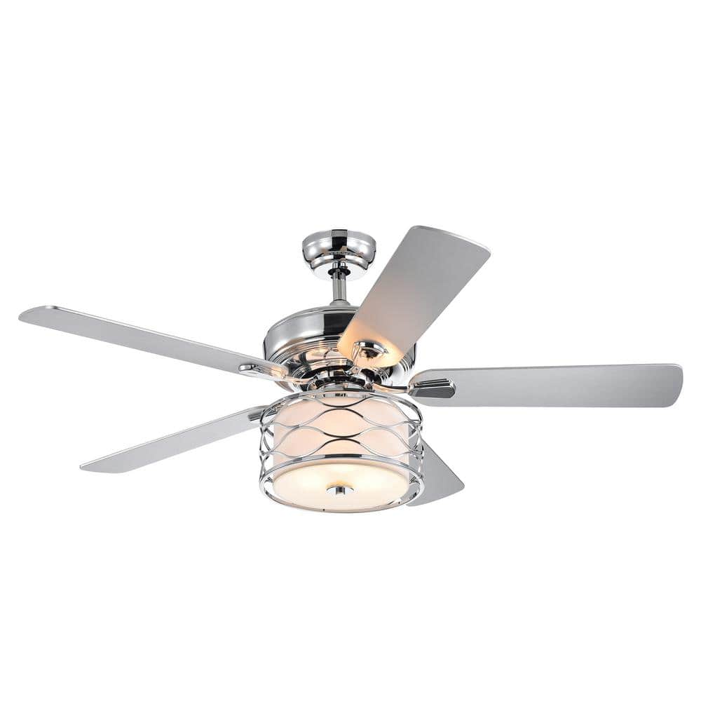 Moira 52 in. 3-Light Indoor Chrome Finish Remote Controlled Ceiling Fan with Light Kit