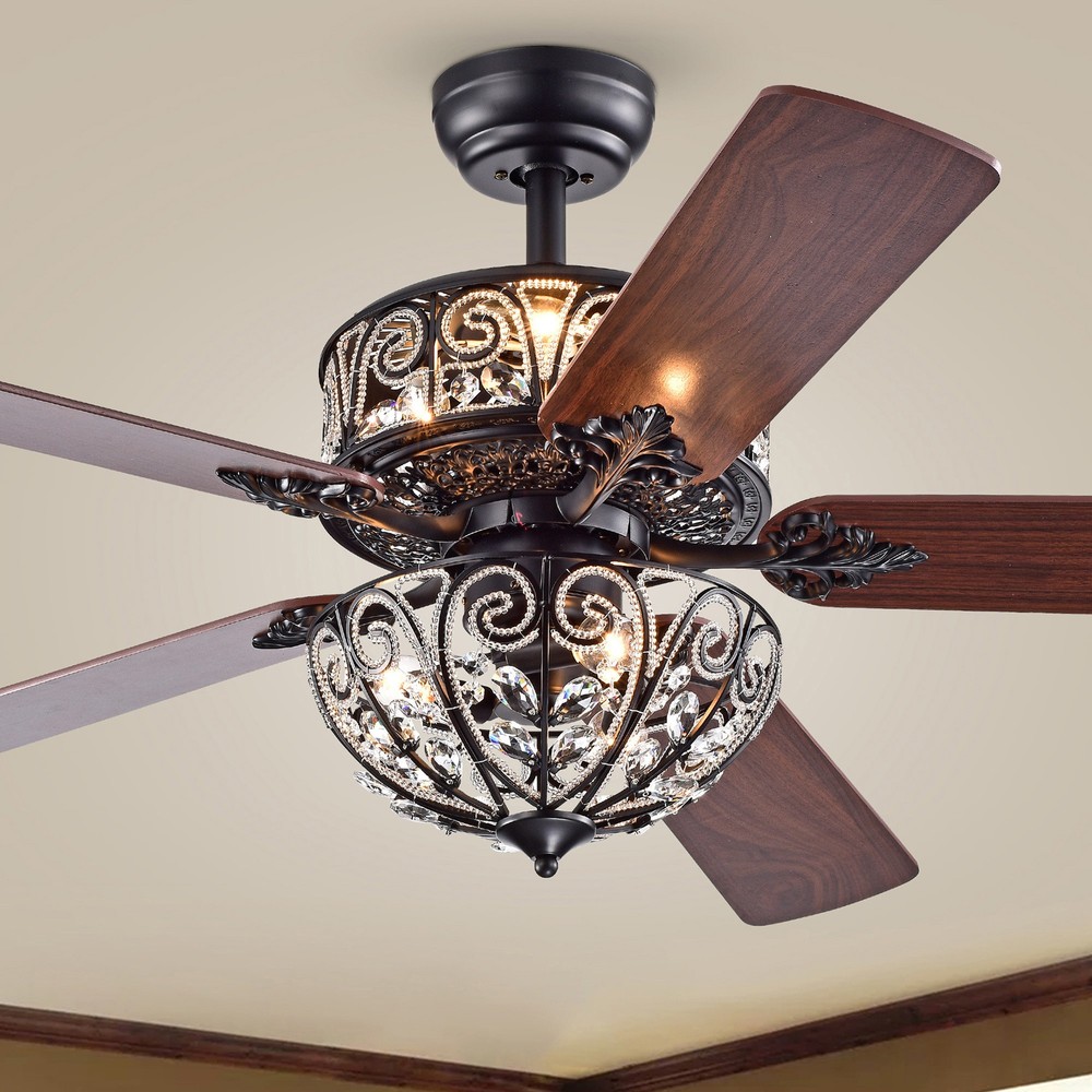 Indoor Chrome Finish Remote Controlled Ceiling Fan with Light Kit