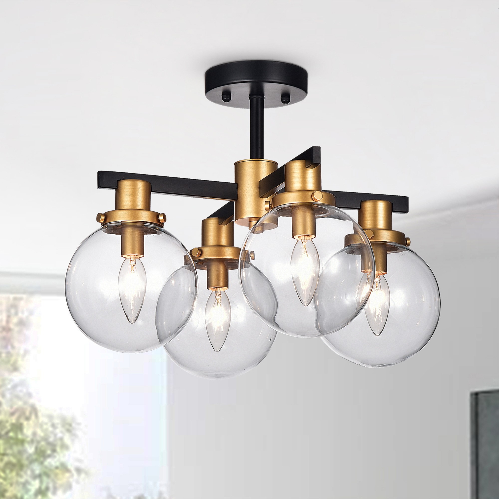 Tegan 17.5 in. 4-Light Indoor Multi Finish Flush Mount Chandelier with Light Kit