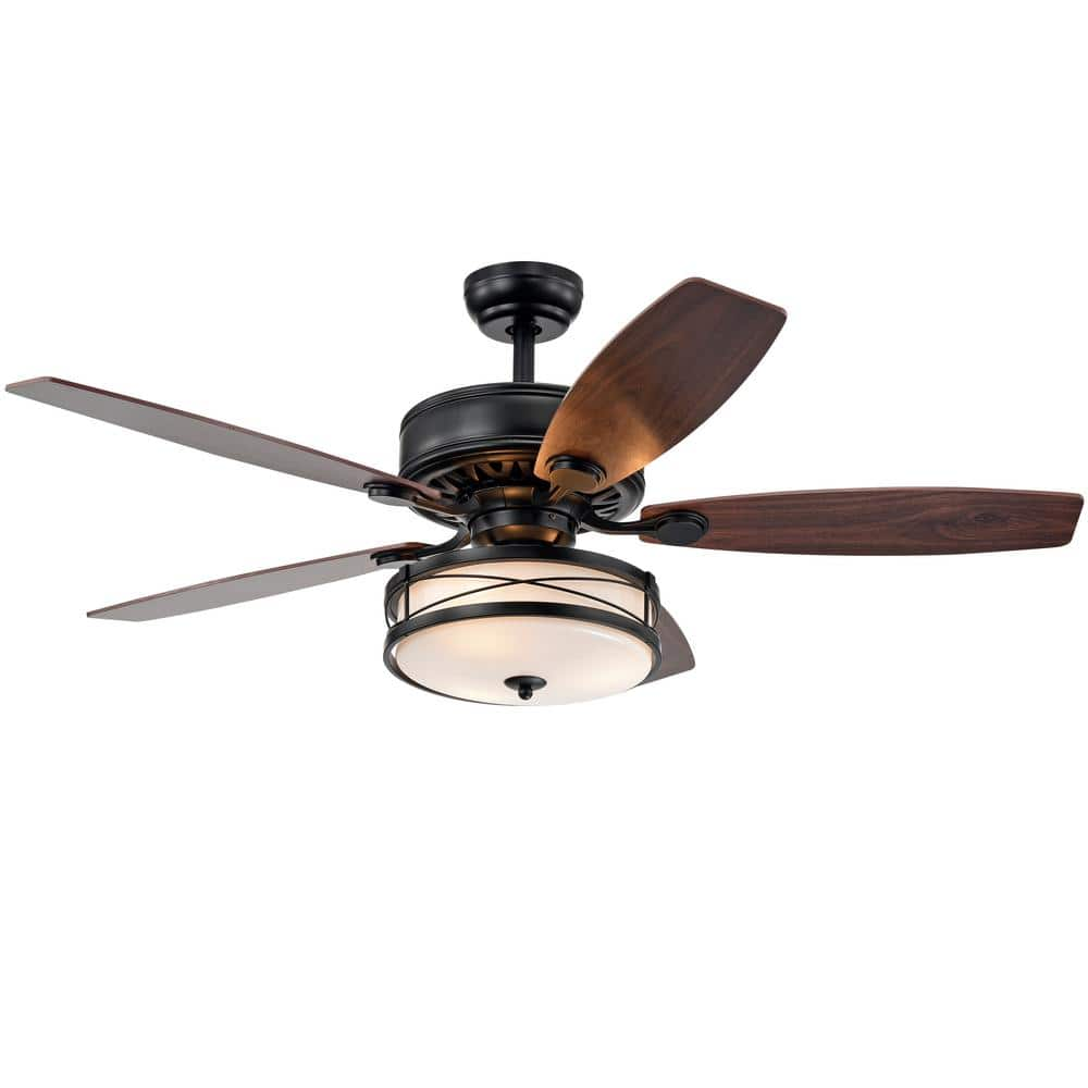 Ti 52 in. 3-Light Indoor Black Finish Remote Controlled Ceiling Fan with Light Kit