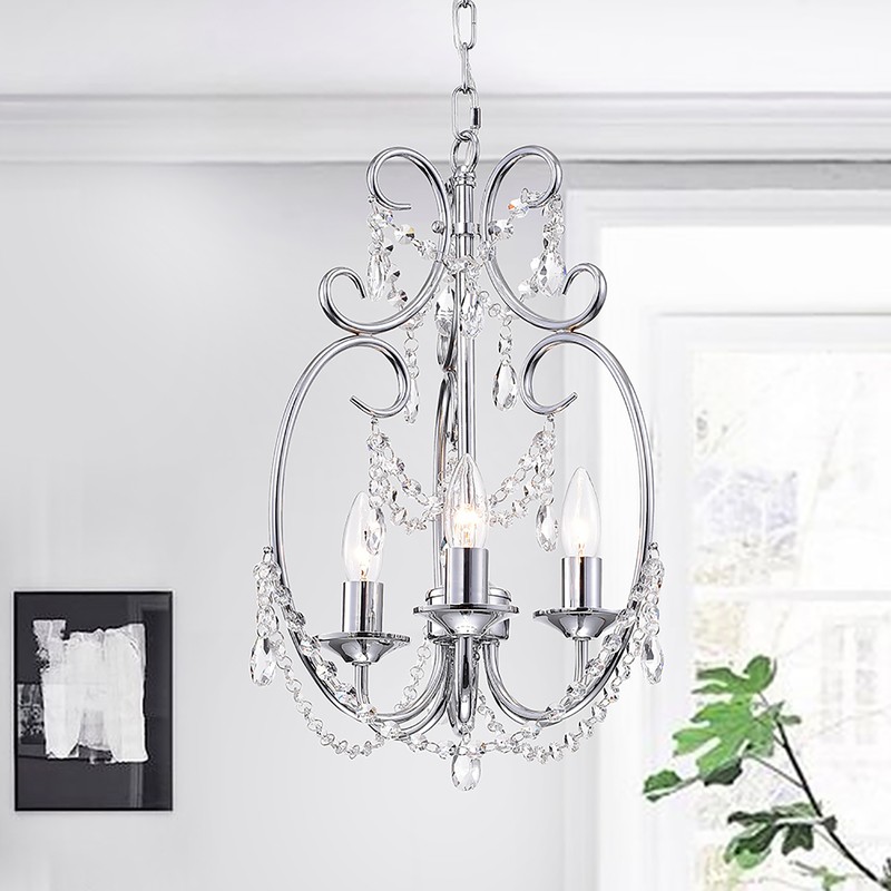 Abrilia 21 in. 3-Light Indoor Silver Finish Chandelier with Light Kit