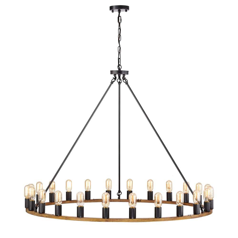 Nate 47.2 in. 24-Light Indoor Smith Iron Finish Chandelier with Light Kit