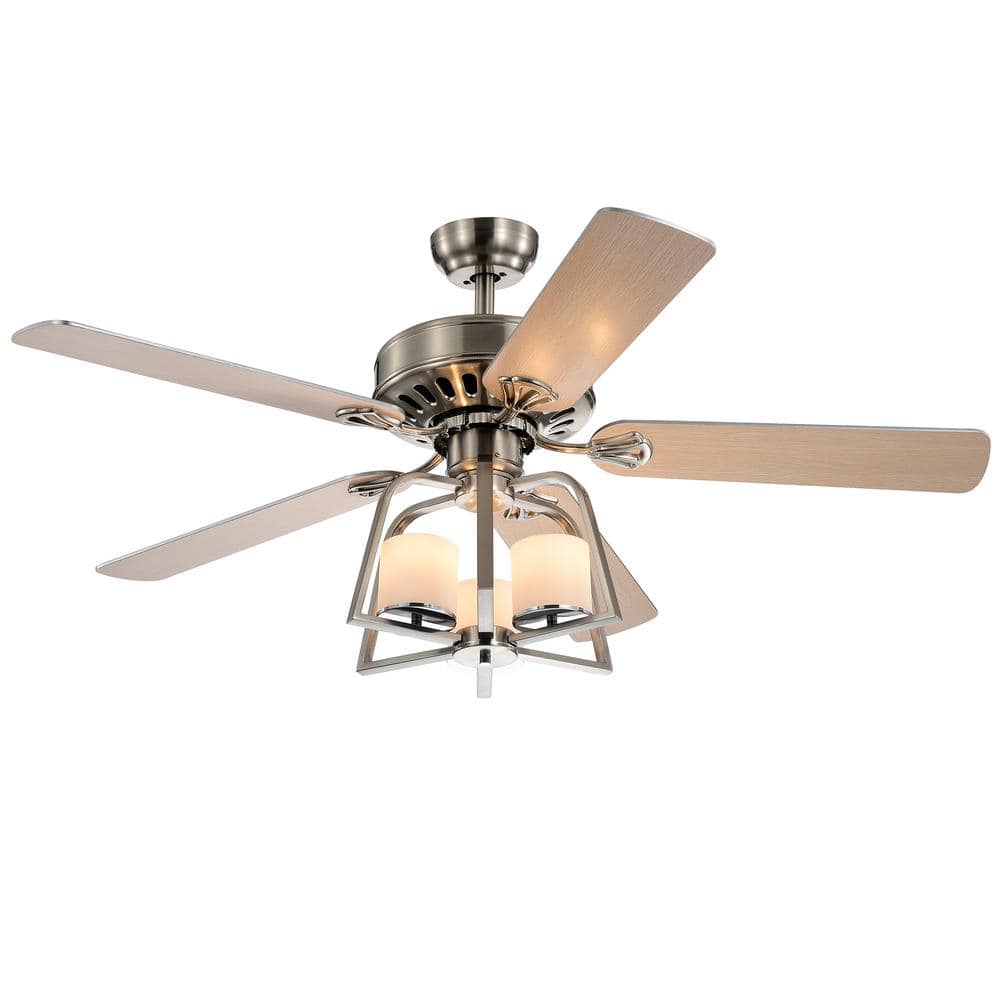 Indoor Chrome Finish Remote Controlled Ceiling Fan with Light Kit