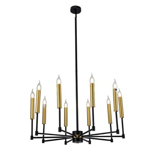 Mizba 29.1 in. 10-Light Indoor Black and Gold Finish Chandelier with Light Kit