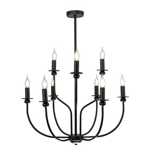 Indoor Matte Black Finish Chandelier with Light Kit