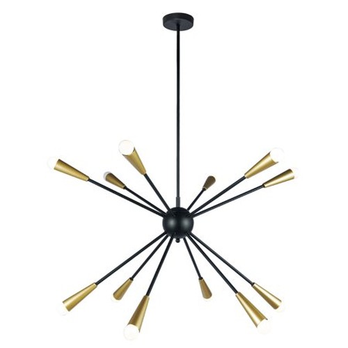 Kanmee 38.2 in. 12-Light Indoor Black and Gold Finish Chandelier with Light Kit