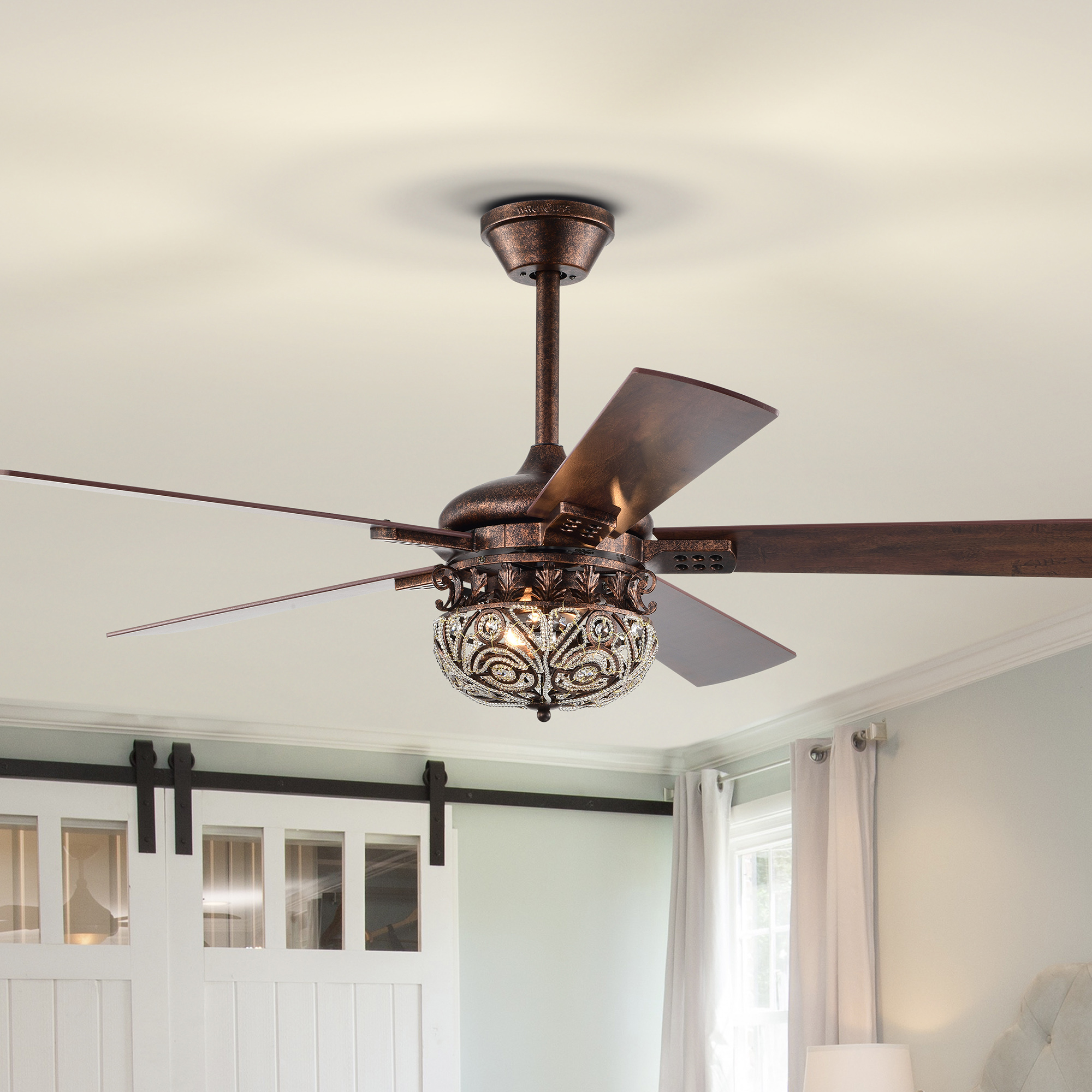 Laylani 52 in. 2-Light Indoor Antique Copper Finish Ceiling Fan with Light Kit and Remote