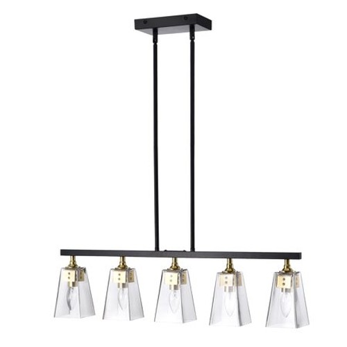 Folia 34 in. 5-Light Indoor Matte Black Finish Chandelier with Light Kit