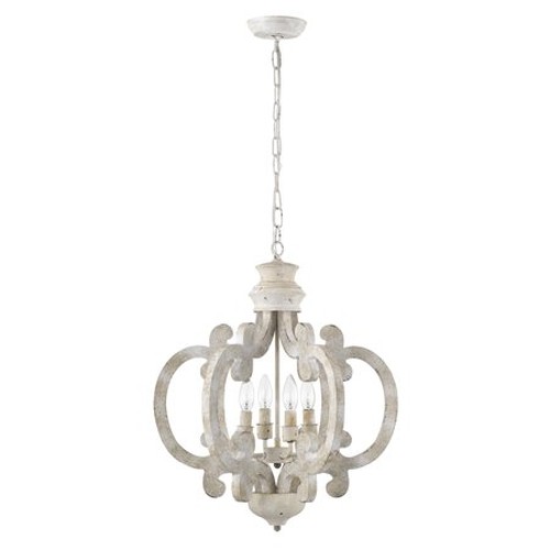 Photina 20 in. 4-Light Indoor Antique White Finish Chandelier with Light Kit