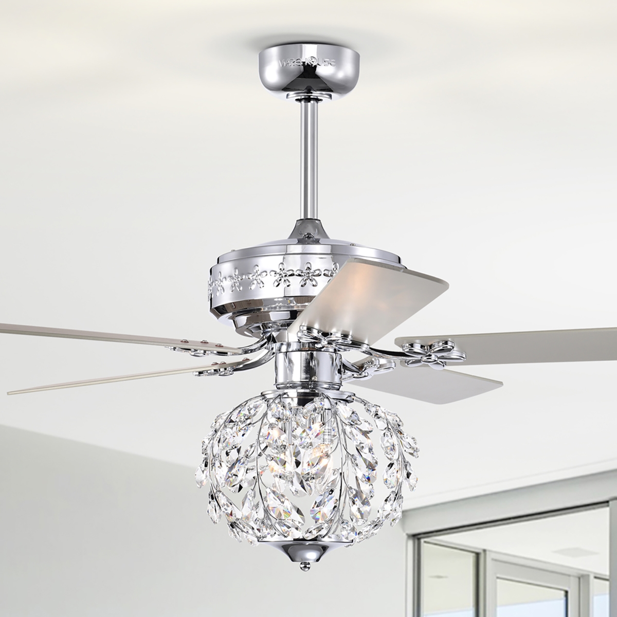 Wellas 52 in. 3-Light Indoor Polished Chrome Finish Ceiling Fan with Light Kit