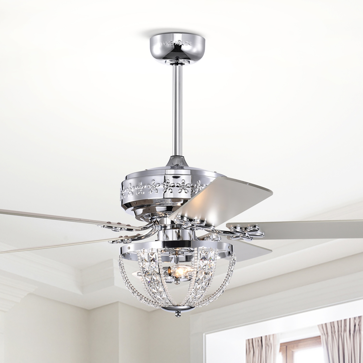 Santana 52 in. 3-Light Indoor Polished Chrome Finish Ceiling Fan with Light Kit
